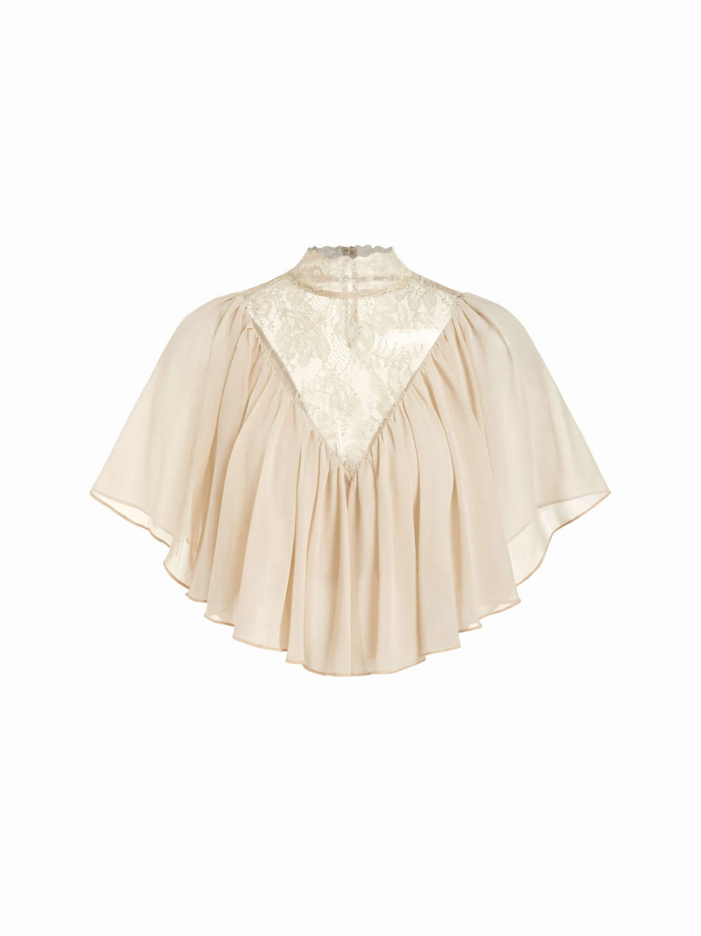 Chiffon Ruffle Hem See-through Oversized Bell Sleeve Blouse $42.90Flash Shipping | Cider