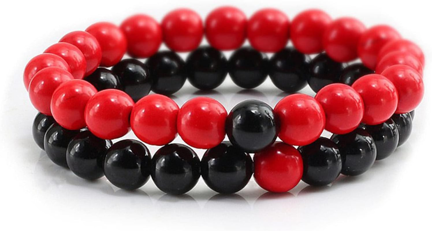 2Pcs Matte Lava Rock Volcanic Stone Beads Stretch Bracelet Stacking Frosted Gemstone Turquoise Seed Bracelet for Men Women Couple Stress Relief Aromatherapy Jewelry Gift | Amazon (US)