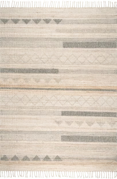 Beige Modern Striped Wool Area Rug | Rugs USA
