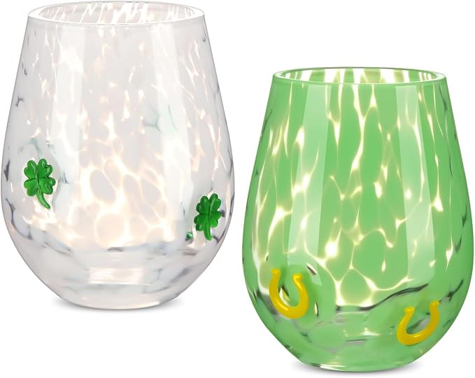Mimorou 2 Pcs St Patrick's Day Icon Juice Glass 14 Ounce Shamrock Lucky Clover Themed Drinking Co... | Amazon (US)