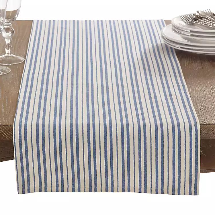 Blue Thin Stripe Oblong Table Runner | Kirkland's Home