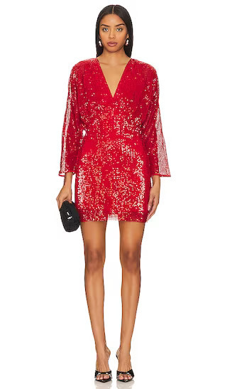 Devika Dress | Red Sequin Dress | Long Sleeve Sequin Dress With Sleeves | Red Sparkle Sparkly Dress | Revolve Clothing (Global)