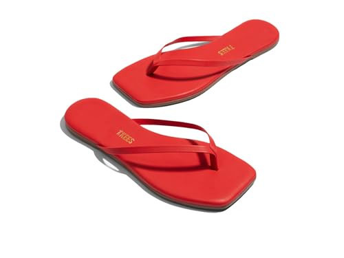 TKEES Women's Square Toe Lily Flip-Flop, Red, 11 | Amazon (US)