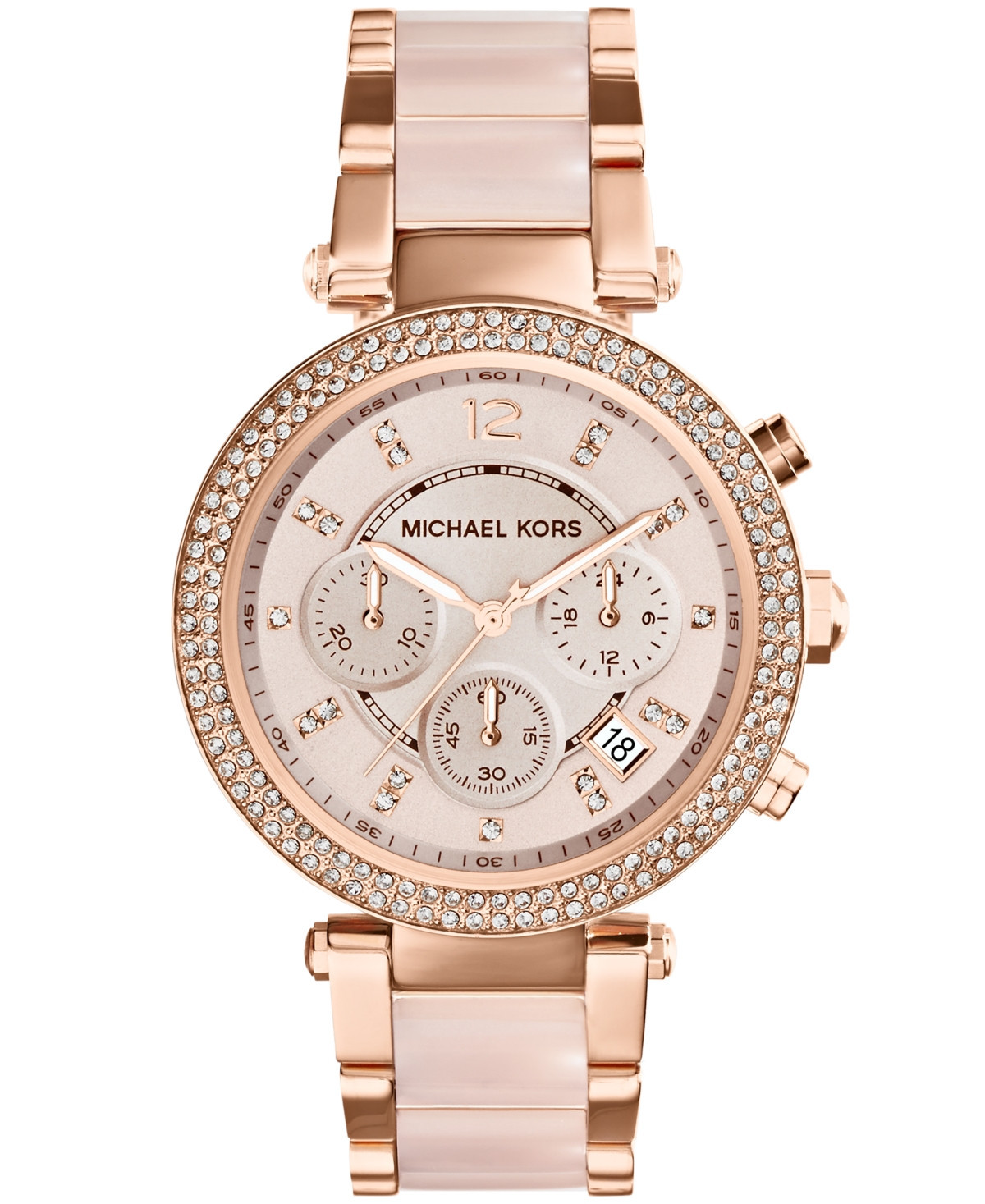 Michael Kors Women's Chronograph Parker Blush and Rose Gold-Tone Stainless Steel Bracelet Watch 39mm MK5896 - Two-Tone | Macy's