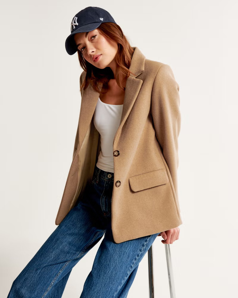 Heavyweight Wool-Blend Blazer Coat | Abercrombie & Fitch (US)