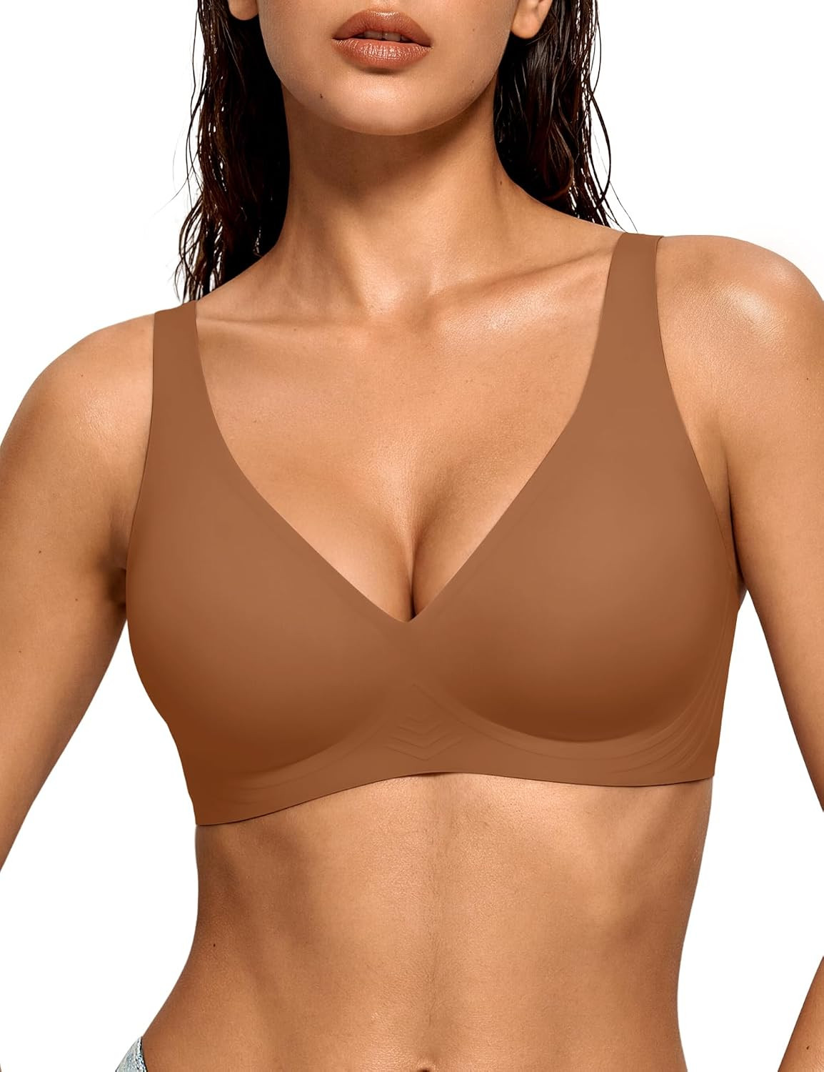 LUCKMEEY Deep V Bras for Women No Wnderwire Wireless Comfortable Low Back Bra Push Up Seamless Plunge Bralettes | Amazon (US)