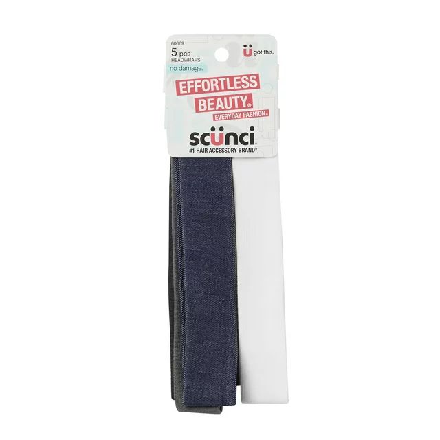 Scunci Skinny Headwrap Headband, Assorted Colors, 5 Ct - Walmart.com | Walmart (US)