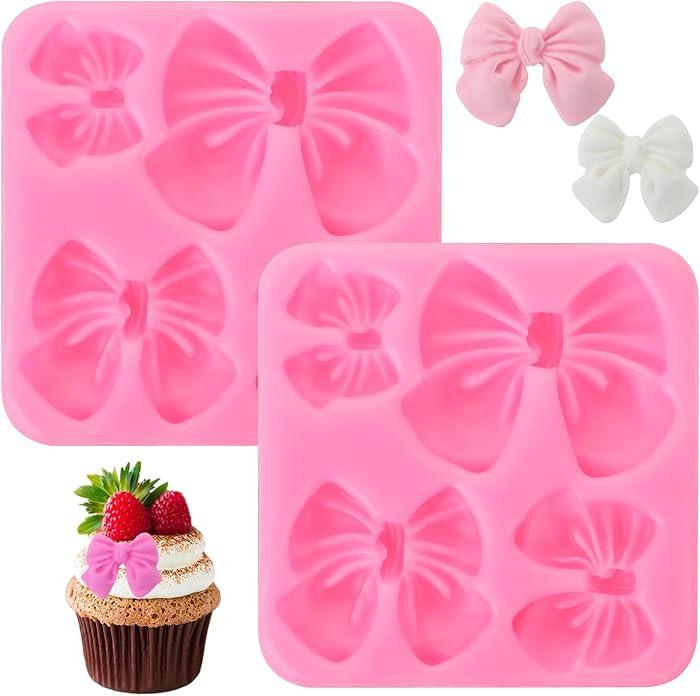 Bow Chocolate Mold, 2 Pack Bow Silicone Mold Chocolate Molds Silicone Cake Pop Molds Fondant Mold... | Amazon (US)