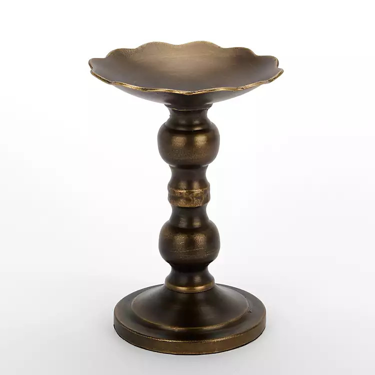 Dark Gold Metal Pillar Candle Holder, 7.75 in. | Kirklands