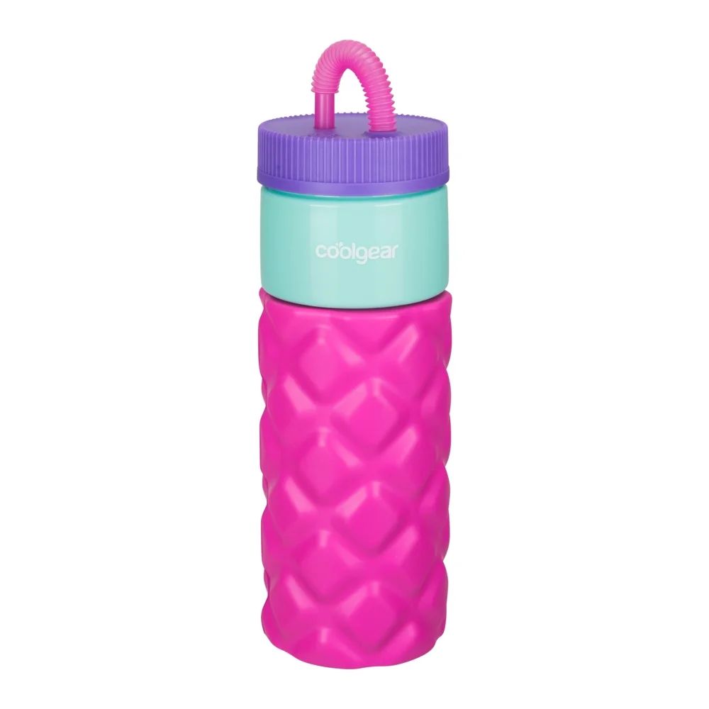 Cool Gear 24oz Plastic Retro Squishy Water Bottle, Quilted Pink with Foam Grip and Resealable Str... | Walmart (US)