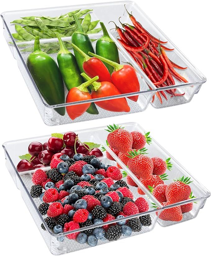 Refrigerator Organizer Bins 2pcs,Clear Containers for Fridge Organizing,Fridge Organizers and Sto... | Amazon (US)