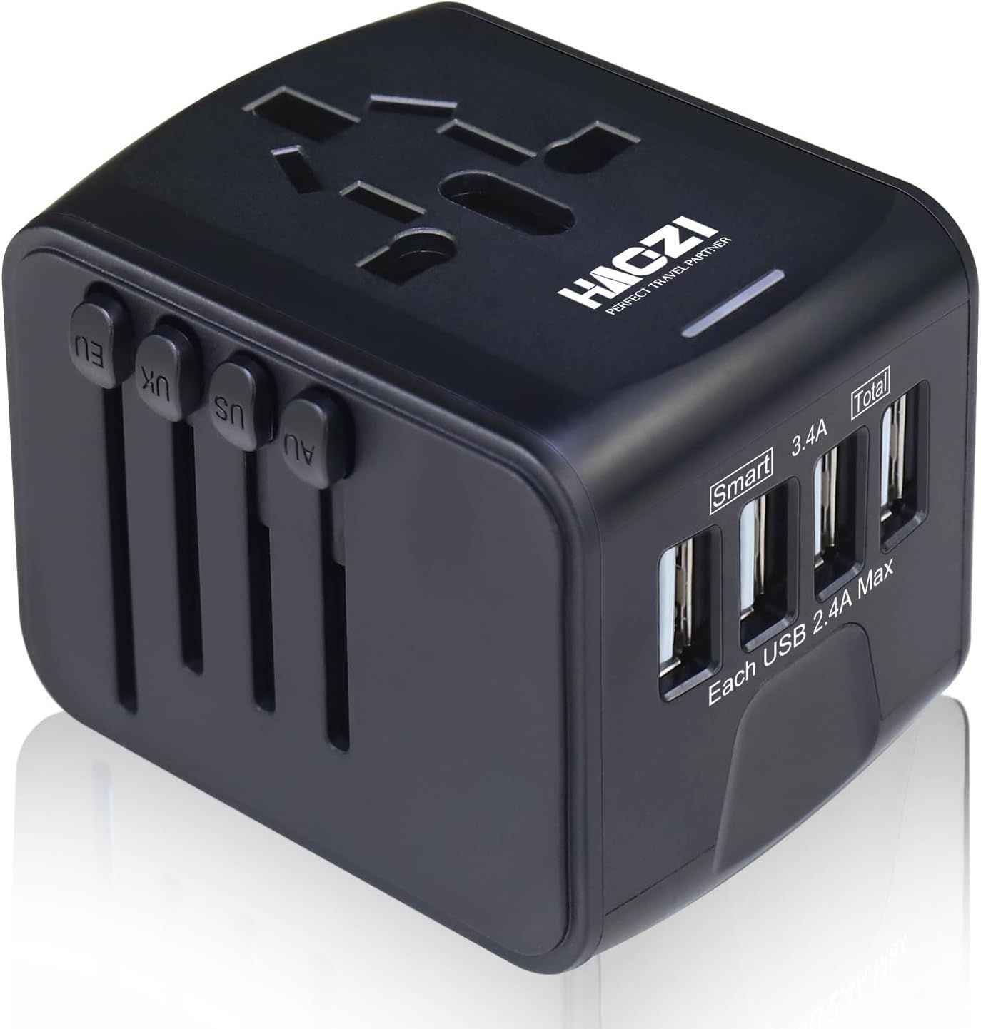 HaoZi SLIronM-01 All-in-One Universal Travel Adapter with 2.4A 4 USB, Europe Multifunctional Powe... | Amazon (US)