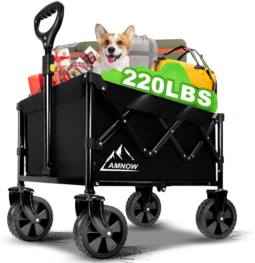 Collapsible Wagon Cart with Wheels Foldable, Folding Wagons Carts with Silent Universal Wheels, L... | Amazon (US)