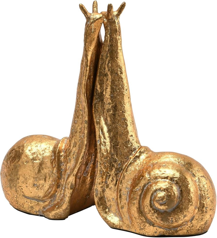 Creative Co-Op Decorative Distressed Cast Metal Snail Bookends, Gold, Set of 2 | Amazon (US)