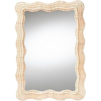 bali & pari Hasana Scallop Natural Rattan Accent Wall Mirror, 39.5" L x 27.6" W | Amazon (US)