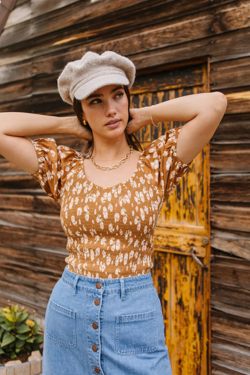 Sienna Top in Brown Floral | Ivy City Co