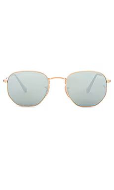 Ray-Ban Hexagonal Flat in Gold & Silver Flash from Revolve.com | Revolve Clothing (Global)