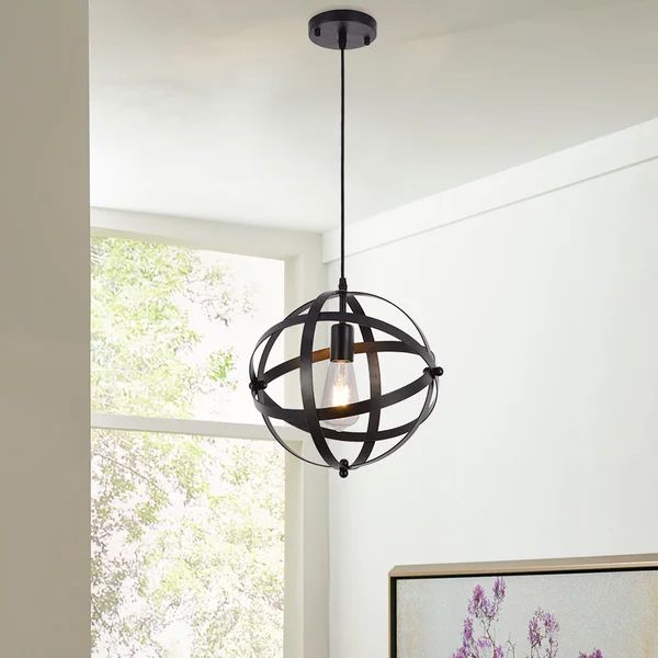 Industrial Metal Pendant Light, Spherical Globe-Hanging Light US Stock | Wayfair North America