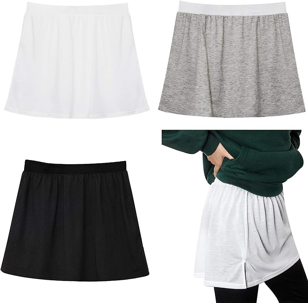 3 Pieces Adjustable Layering Fake Top Lower Sweep Short High Waist Skirt Extender | Amazon (US)
