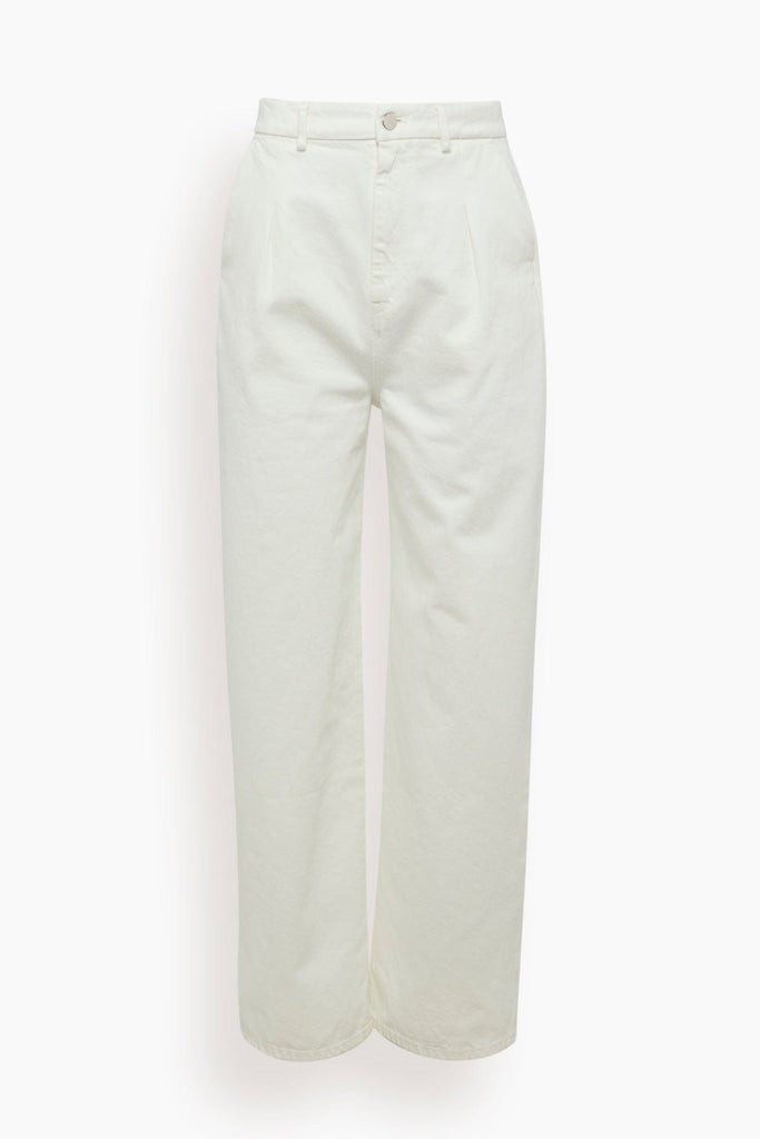 Attu Wide Leg Denim Pant in Ivory | Hampden Clothing
