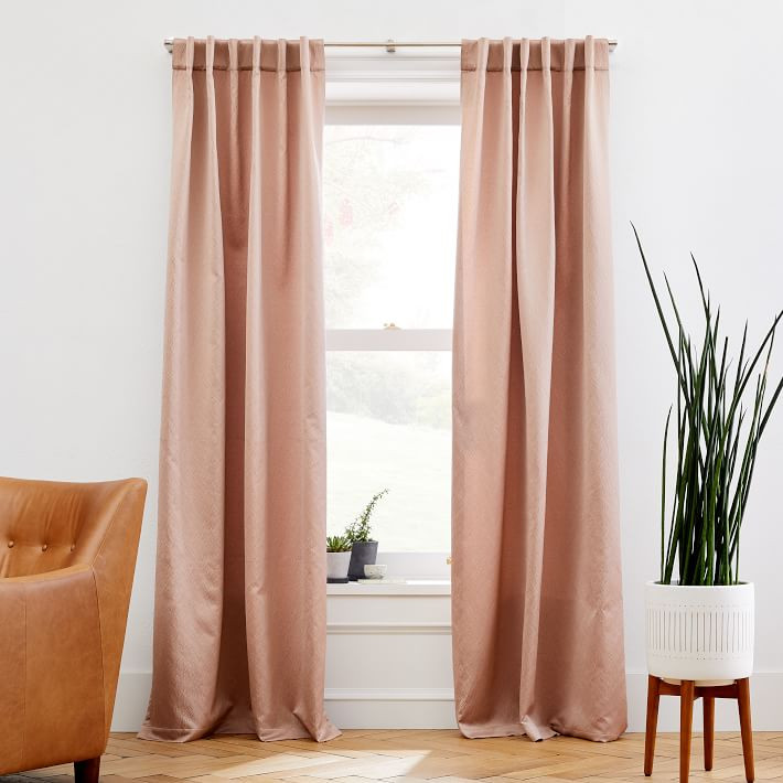 Ripple Jacquard Curtain - Dusty Blush | West Elm (US)