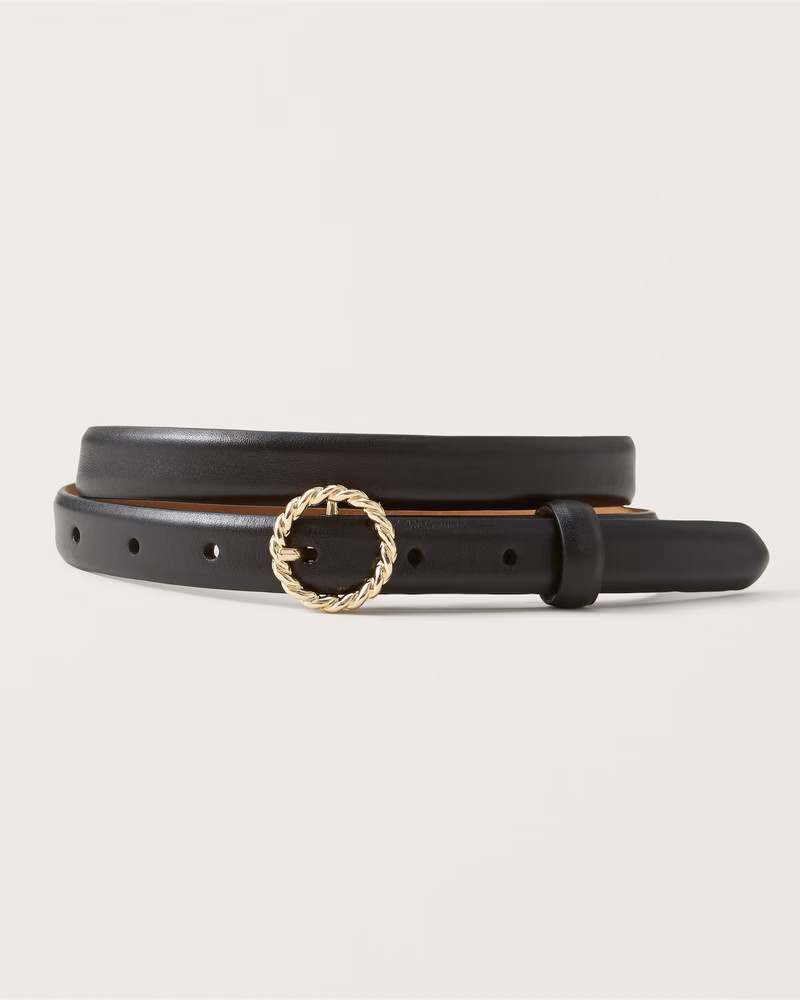 Skinny Leather Circle Buckle Belt | Abercrombie & Fitch (US)