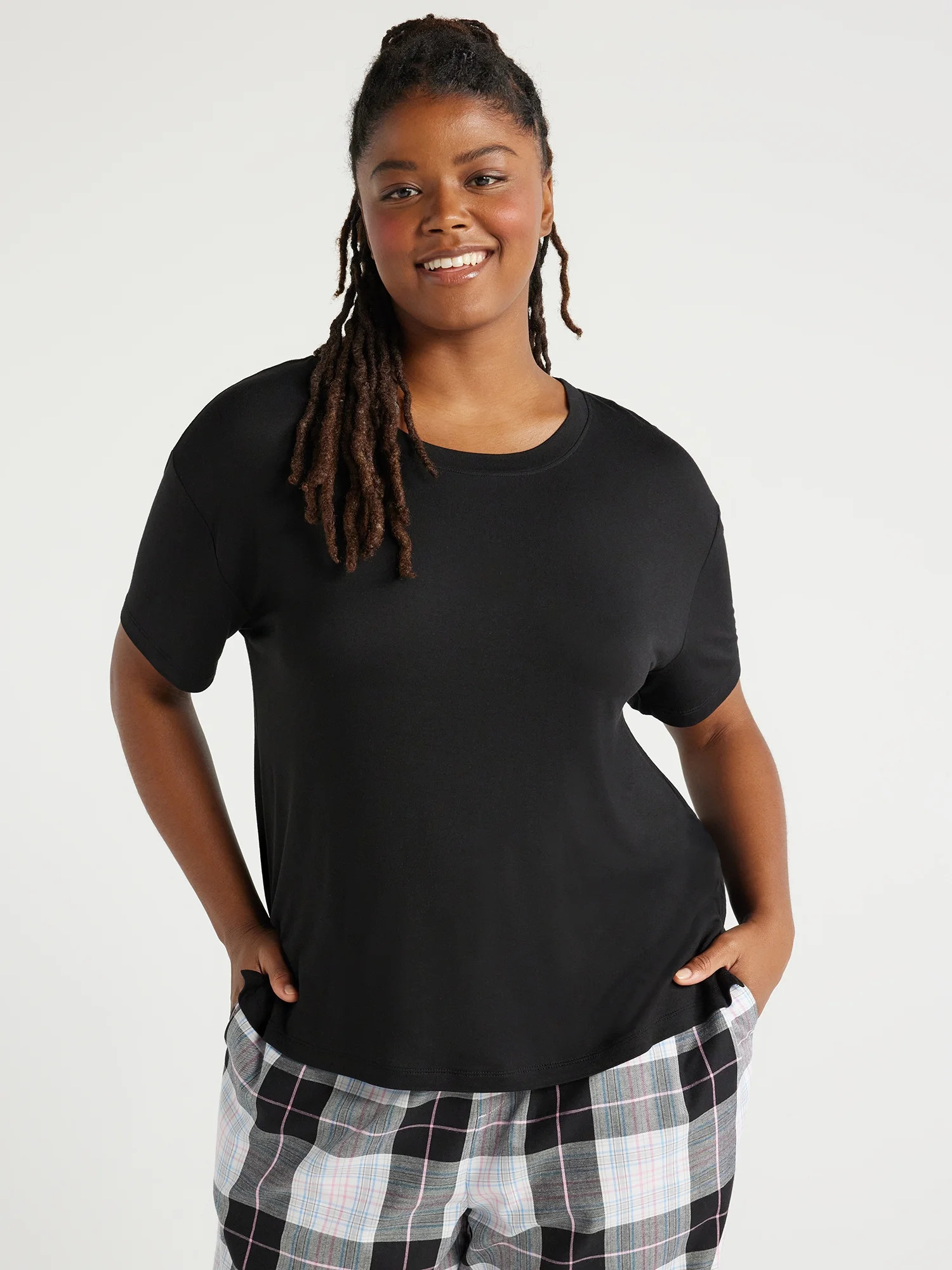 Joyspun Women's Short Sleeve Knit Sleep T-Shirt, Sizes S to 3X | Walmart (US)