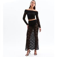 Women's Black Lace Fishtail Hem Maxi Skirt New Look | New Look (UK)