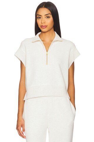 Kelly Half Zip Sweatshirt in Ivory Marl | Revolve Clothing (Global)