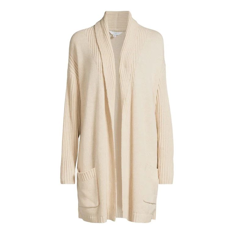 Time and Tru Women's Shawl Collar Cardigan with Long Sleeves, Sizes XS-XXXL | Walmart (US)