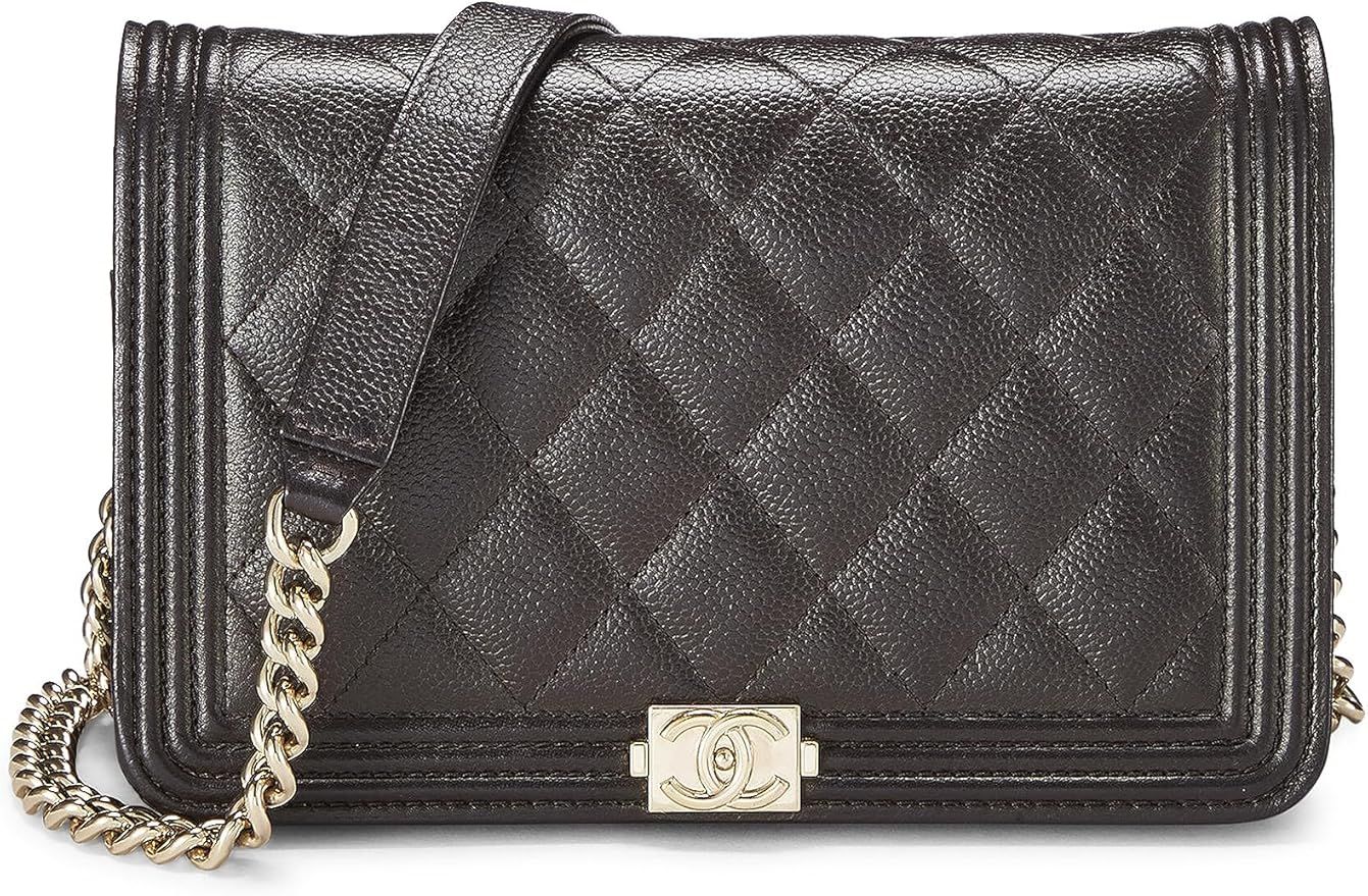 Amazon.com: Chanel, Pre-Loved Brown Quilted Caviar Boy Wallet on Chain (WOC), Brown : Luxury Stor... | Amazon (US)