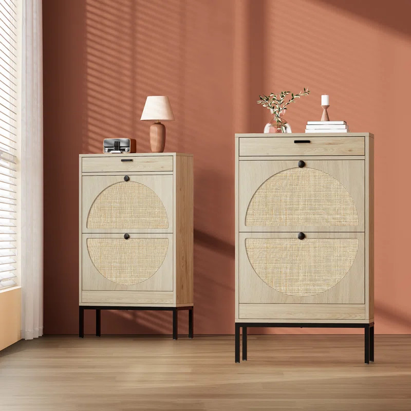 Boho Natural Rattan Shoe Storage Cabinet | Wayfair North America