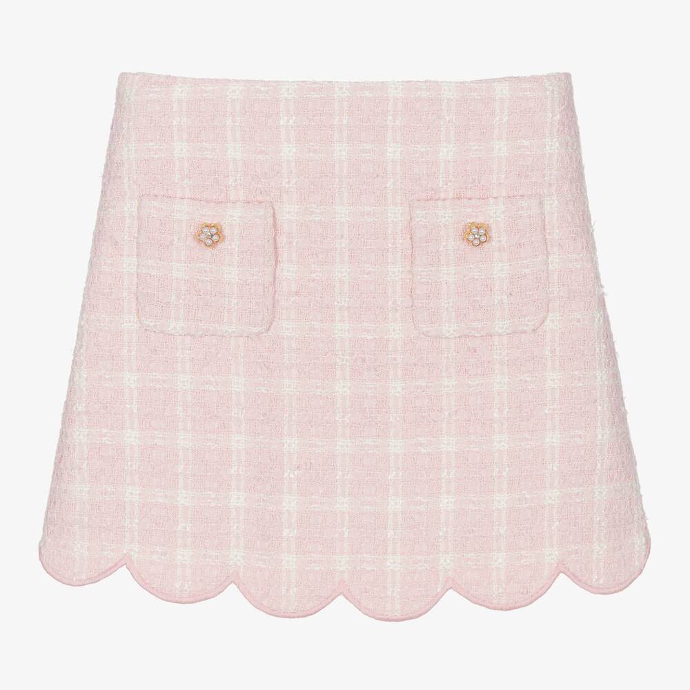 Girls Pink Tweed Skirt | Childrensalon