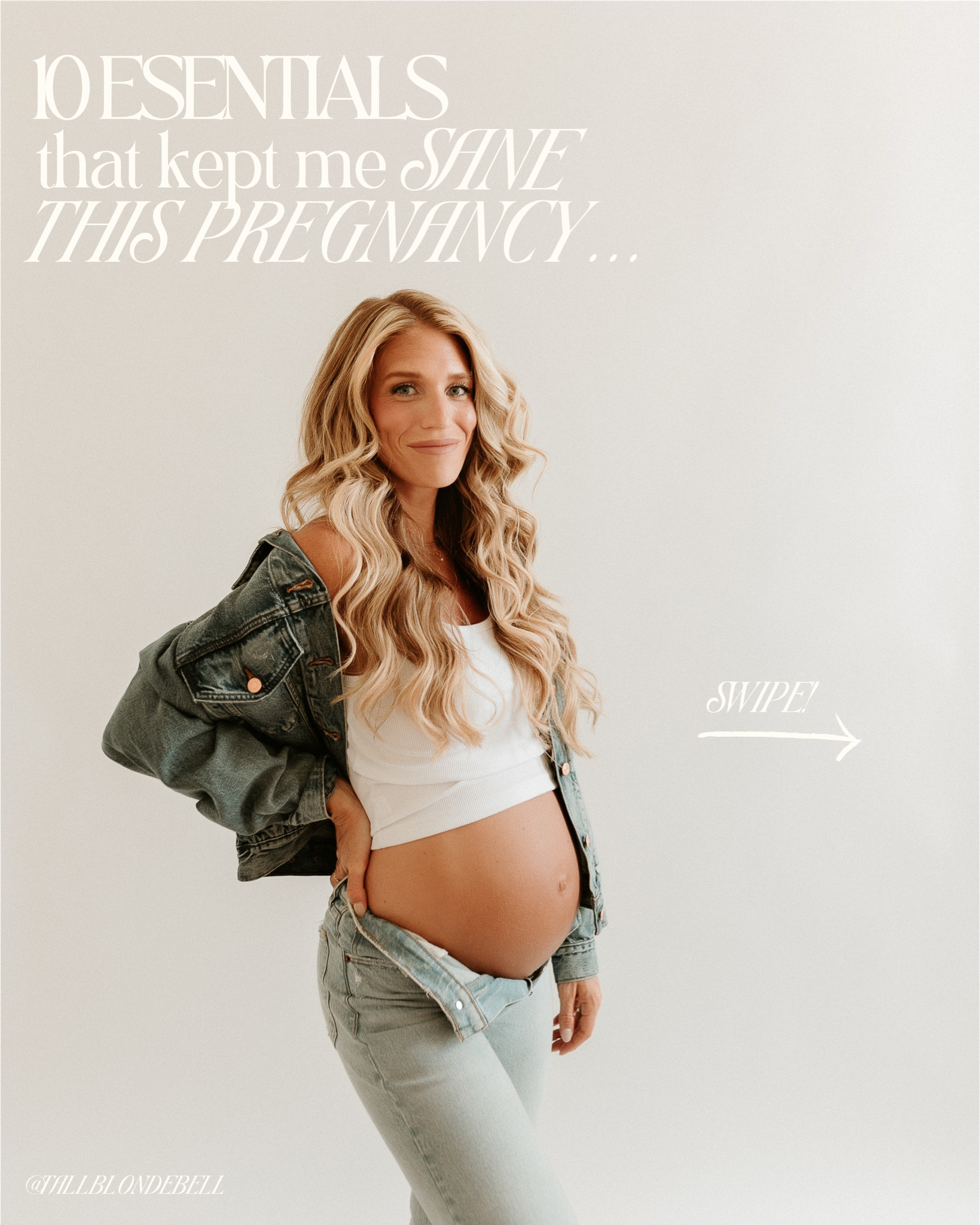 My pregnancy ESSENTIALS! Items I used regularly to almost everyday. 
Discount codes:
Just ingredients: tallblondebell for free shipping 
Roe Wellness: BELL for 15% off
Moon Juice: ASHLEY25
Ritual: ASHLEY25

SIZING:
Jeans: i sized up 3 sizes to 29 long for pregnancy. Pre pregnancy, i usually get my true size in Abercrombie but with this style I size down 1 size to 26 long 

Leggings + bike shorts: size small. I do not size up for pregnancy because they are maternity and stretchy

Drawstring pants: medium long for both pregnancy and not pregnant. They run tts BUT I always size up in these pants to a medium tall regardless because I prefer a looser fit so they worked when I was pregnant (just a more snug fit) - not see through and the crepette material is almost impossible to wrinkle 

Tee: medium tall bc they don’t carry small tall. Runs oversized but I prefer a looser fit whether I’m pregnant or not. If I want a more fitted tee I get a small in the regular fit. I get the same size pregnant or not

#LTKmomlife #LTKBump