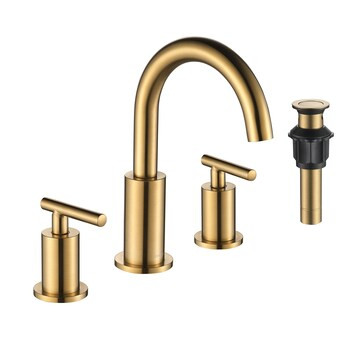 FORIOUS Bathroom Faucet Brushed Gold 2-handle Widespread Swivel Bathroom Sink Faucet with Drain | Lowe's