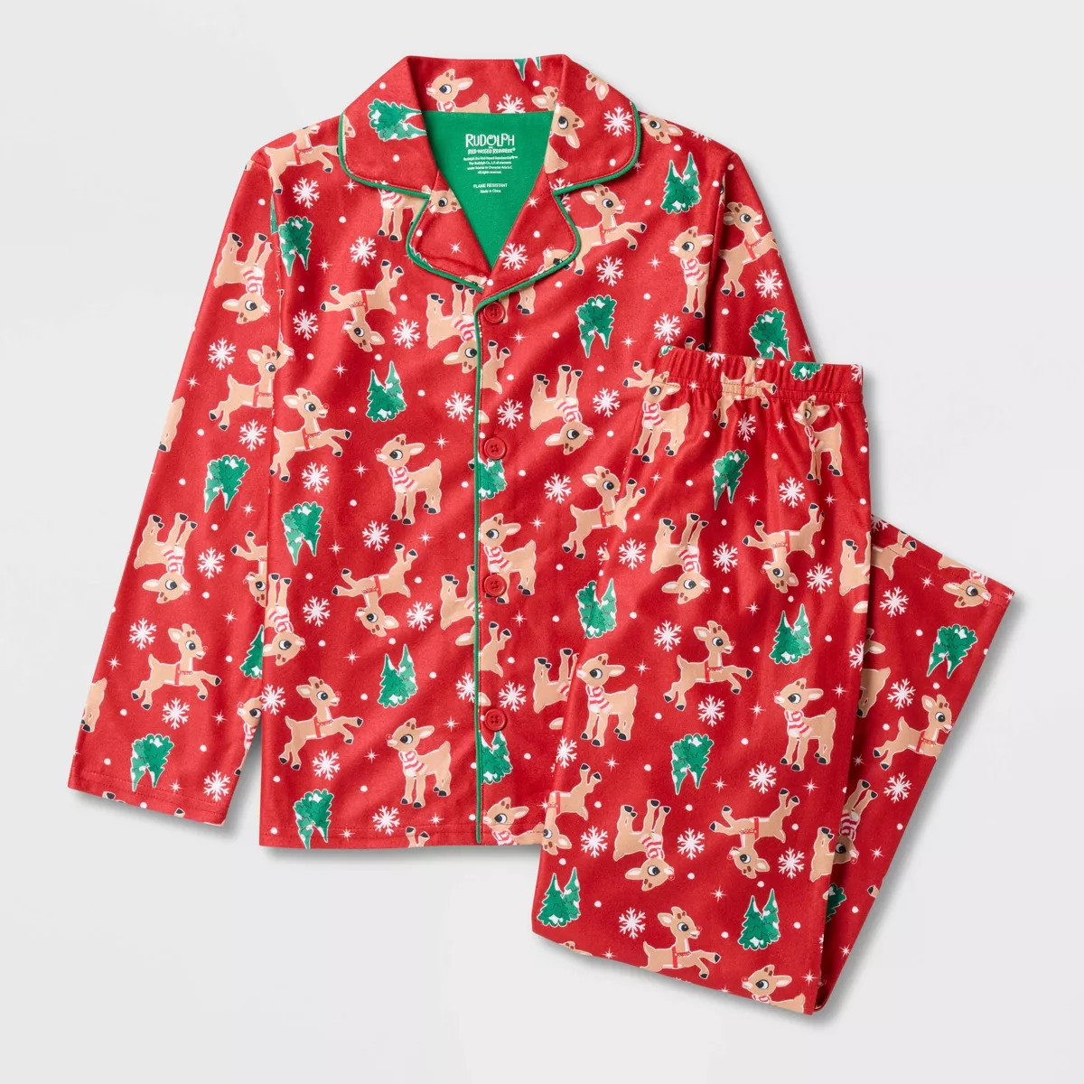 Kids' 2pc Rudolph the Red-Nosed Reindeer Christmas Coat Pajama Set - Red | Target