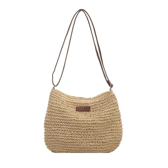 TBOLINE Unisex Adult Summer Straw Crossbody Bag Beach Woven Shoulder Handbag Purse (Beige) | Walmart (US)
