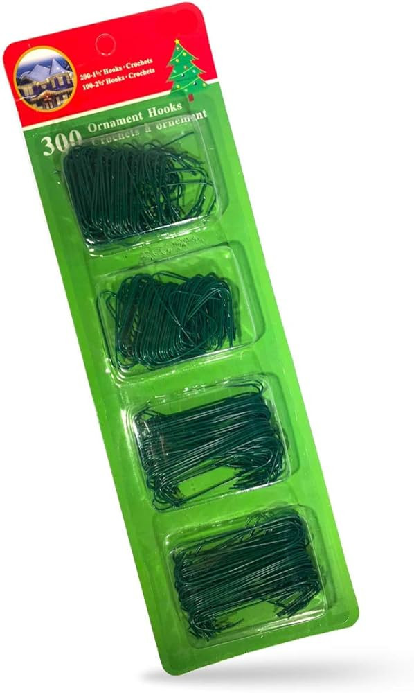 R’ND’s 300 Pack Ornament Hooks Christmas Tree Decorating Hangers- Metal Wire Ornament Hooks f... | Amazon (US)