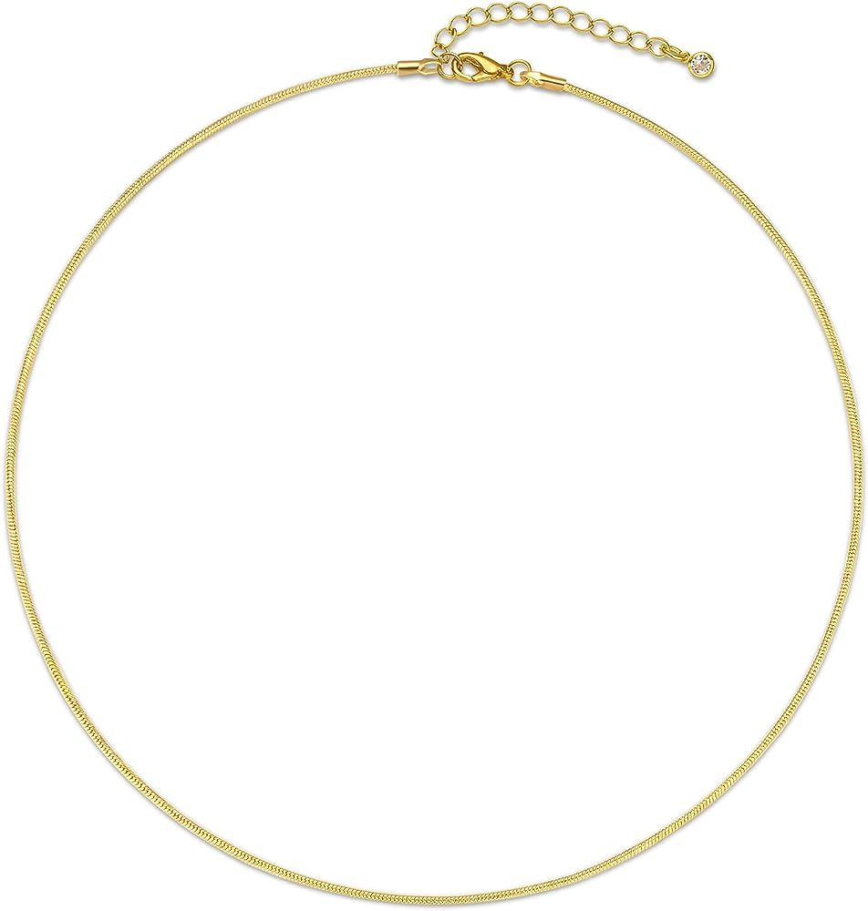 CHESKY 14K Gold/Silver Plated Snake Chain Necklace Herringbone Necklace Gold Choker Necklaces for Wo | Amazon (US)