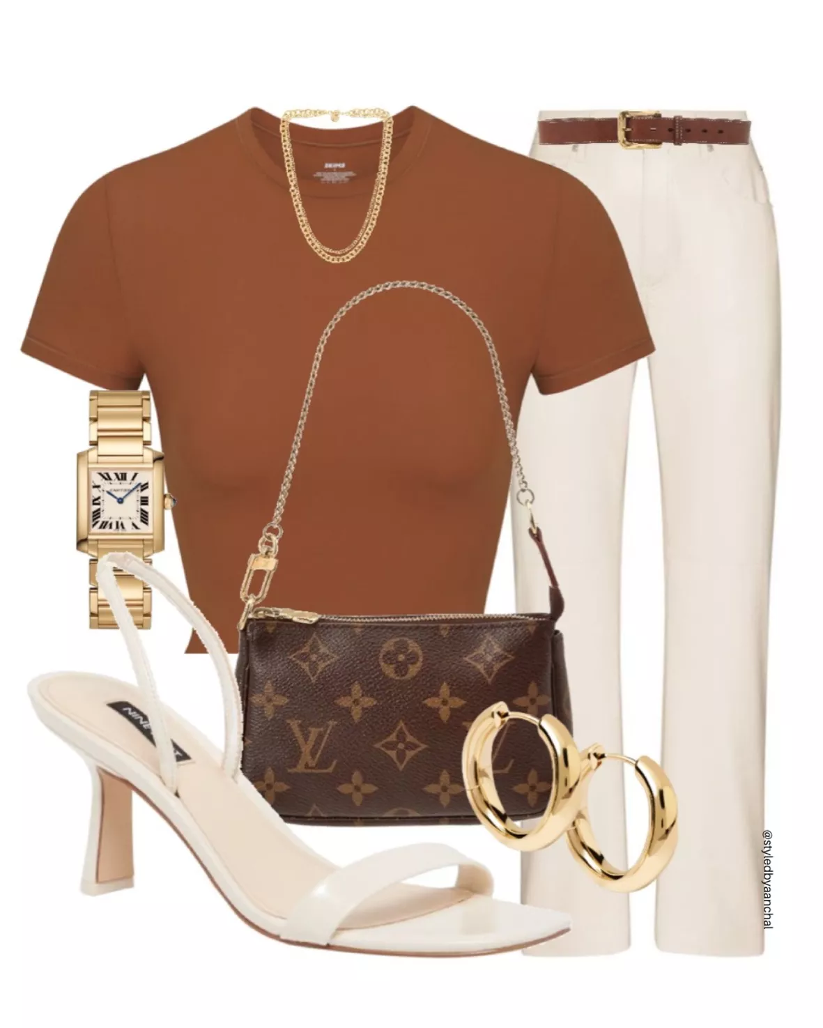 Brown Louis Vuitton Belt Outfit