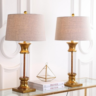 JONATHAN Y Hunter 32" Metal/Glass LED Table Lamp, Gold Leaf (Set of 2) | Target