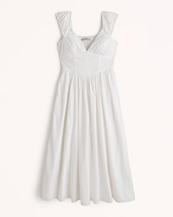 Women's Cap Sleeve Corset Midi Dress | Women's New Arrivals | Abercrombie.com | Abercrombie & Fitch (US)