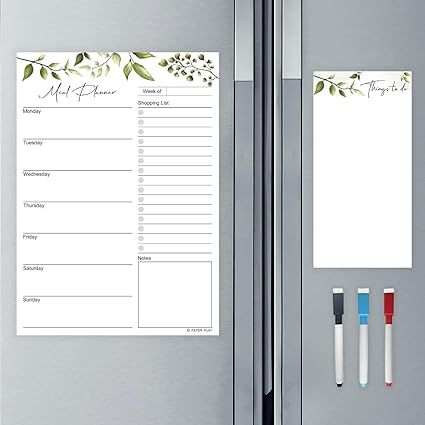 Magnetic Dry Erase Menu Board (Leaf Design) | Reusable Weekly Meal Planner Magnetic for Fridge | ... | Amazon (US)