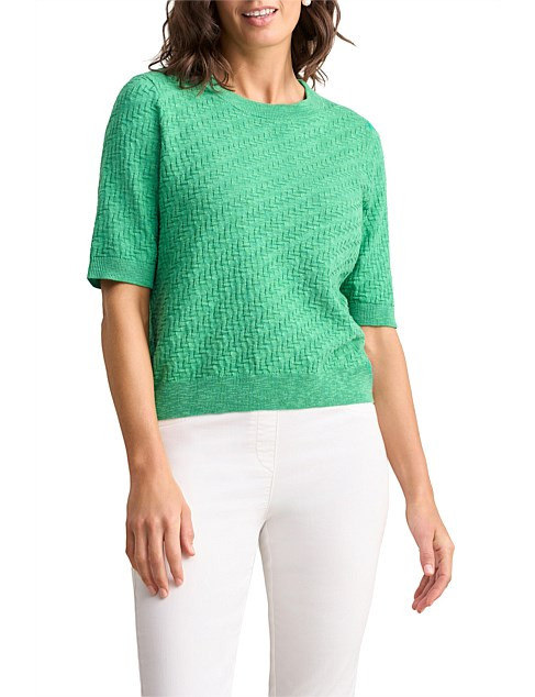 Blue Illusion Textured Knit Top | David Jones | David Jones (Australia & New Zealand)