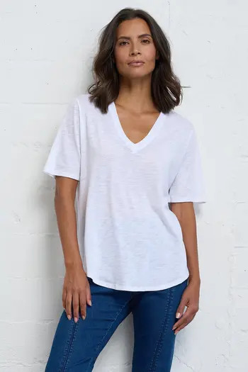 Slub Jersey V-Neck Elbow Sleeve Tee | Nordstrom