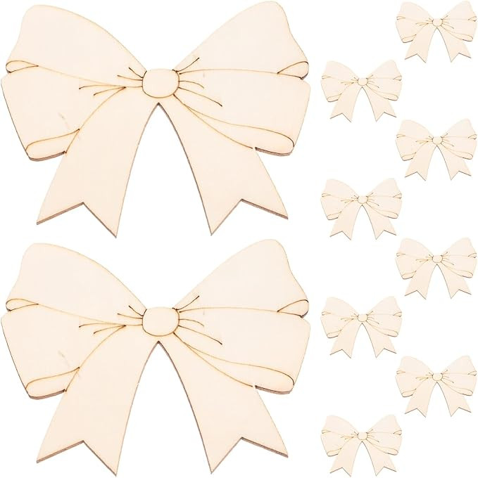 Tofficu 30 Pcs Flat Wooden Bows for Crafts 4.13 X 3.15 Inches DIY Bow Shaped Wood Cutouts for Kid... | Amazon (US)