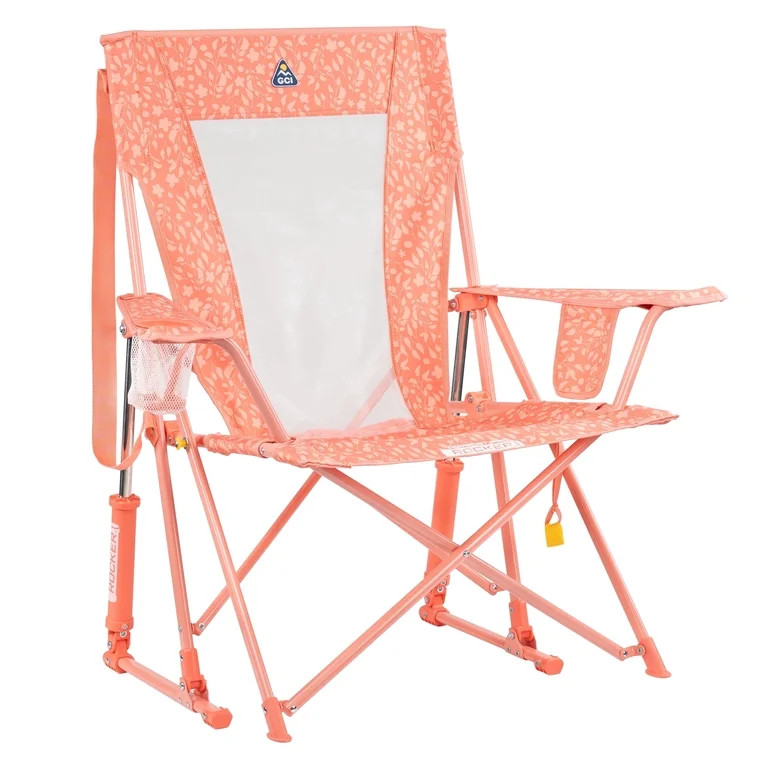 GCI Outdoor Comfort Pro Rocker Camping Chair with Mesh Backrest, Coral Garden | Walmart (US)