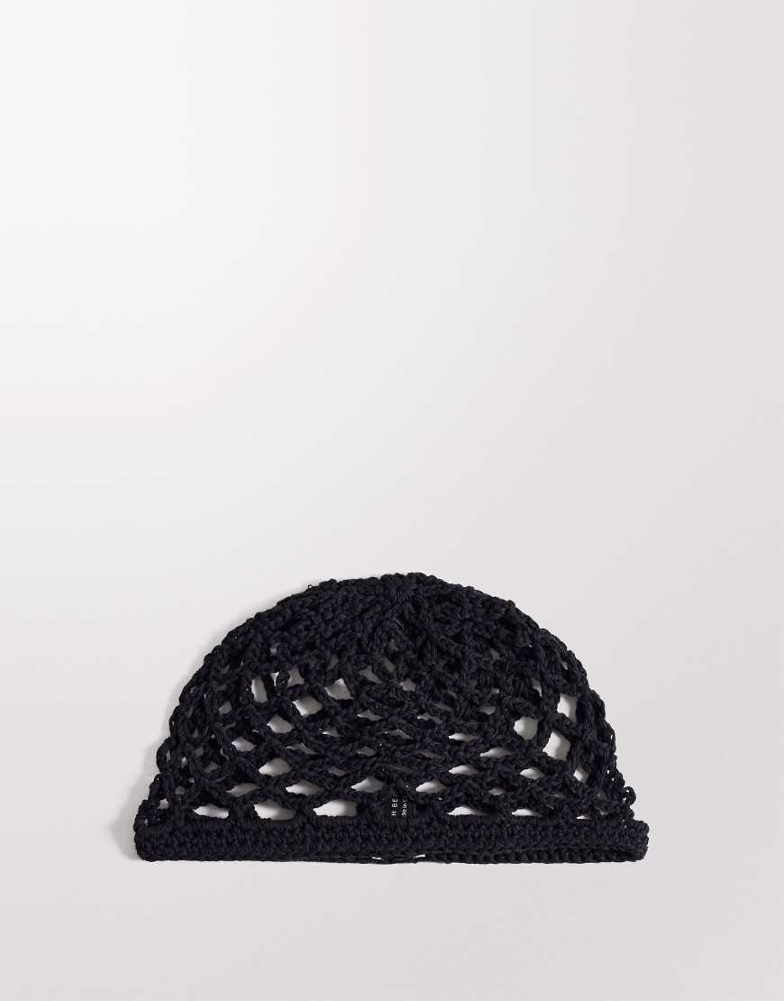 South Beach open weave crochet skull cap in black | ASOS (Global)