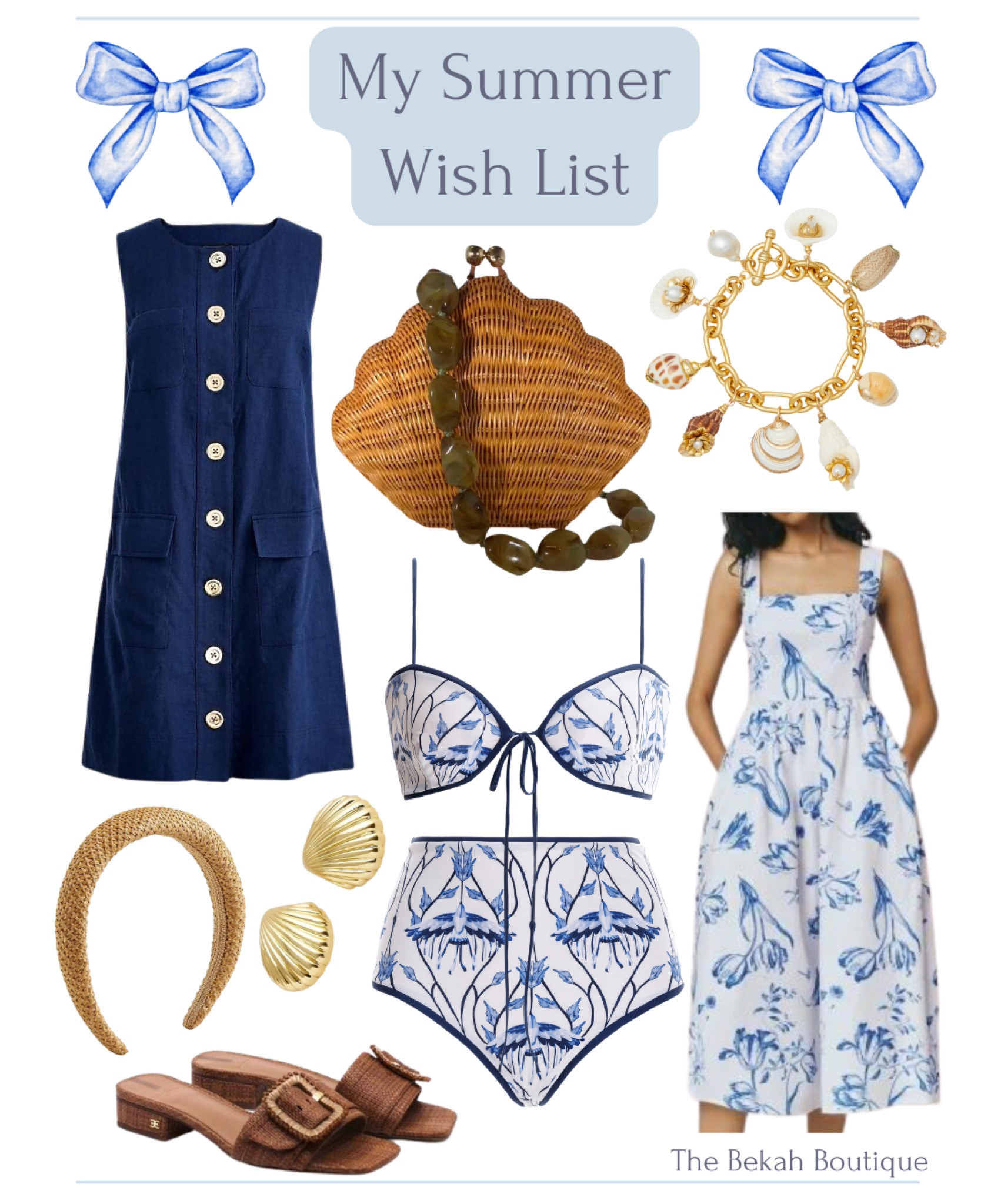 Memorial Day is right around the corner, which means the unofficial start of summer is almost here. ⛱️☀️🌸🐚 Today on The Bekah Boutique, I am sharing all the coastal-inspired pieces that are currently on my summer wish list. 

J. Crew, linen dress, button down linen mini dress, summer, summer dress, navy dress, Serpui Marie, Bela, seashell wicker bag, clutch, Brinker + Eliza, Treasure Trove bracelet, seashell charm bracelet, metallic shell earrings, seashell earrings, reformation, Frieda, floral linen midi dress, Sam Edelman, Deacon, buckle slide sandals, woven rattan headband, agua by agua Bendita, bikini, blue and white, swimsuit 

#LTKFind #LTKSeasonal