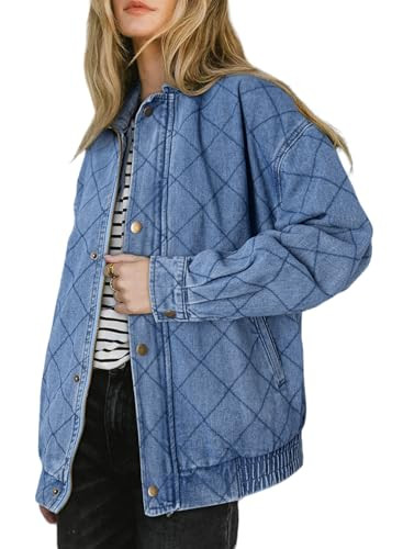Sidefeel Women's Jean Jacket Long Sleeve Zimbaplatinum Overszied Denim Jackets Shacket Coat Fashi... | Amazon (US)